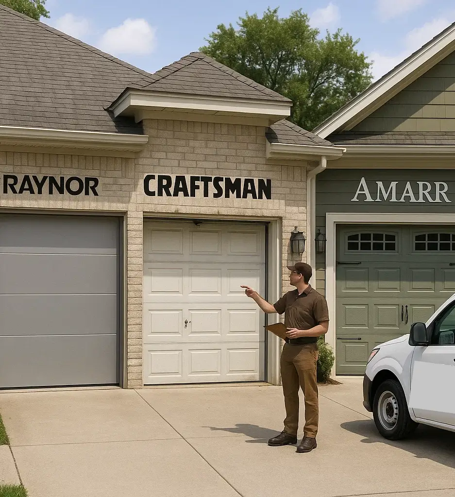 Raynor, Craftsman, and Amarr garage doors on Austin homes 