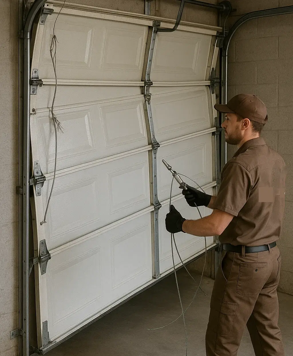 Garage door specialist replacing broken cables and sensors in Pflugerville TX within hours