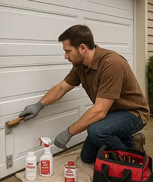 during  garage door rust repair by technician in Austin TX
