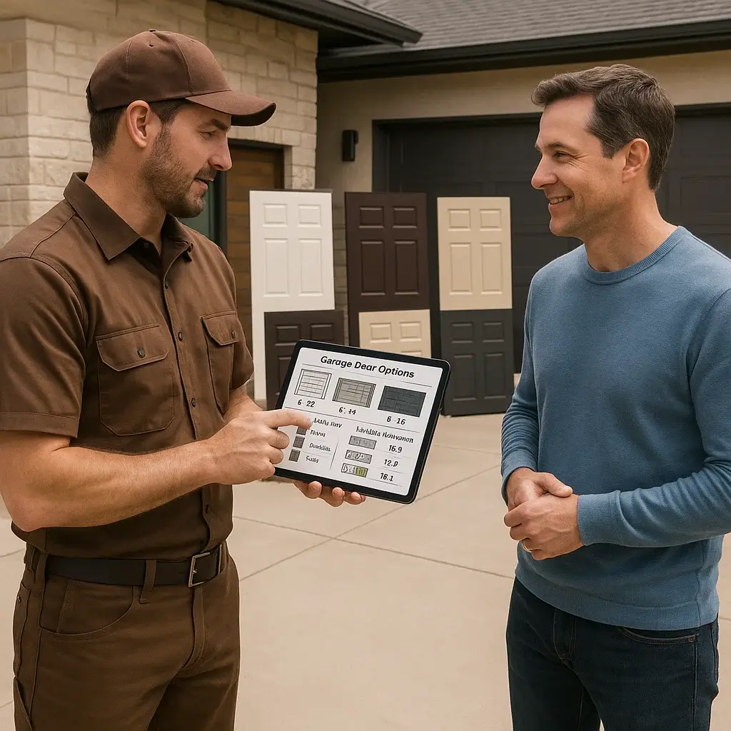 Technician providing same day emergency garage door repair in Cedar Park TX